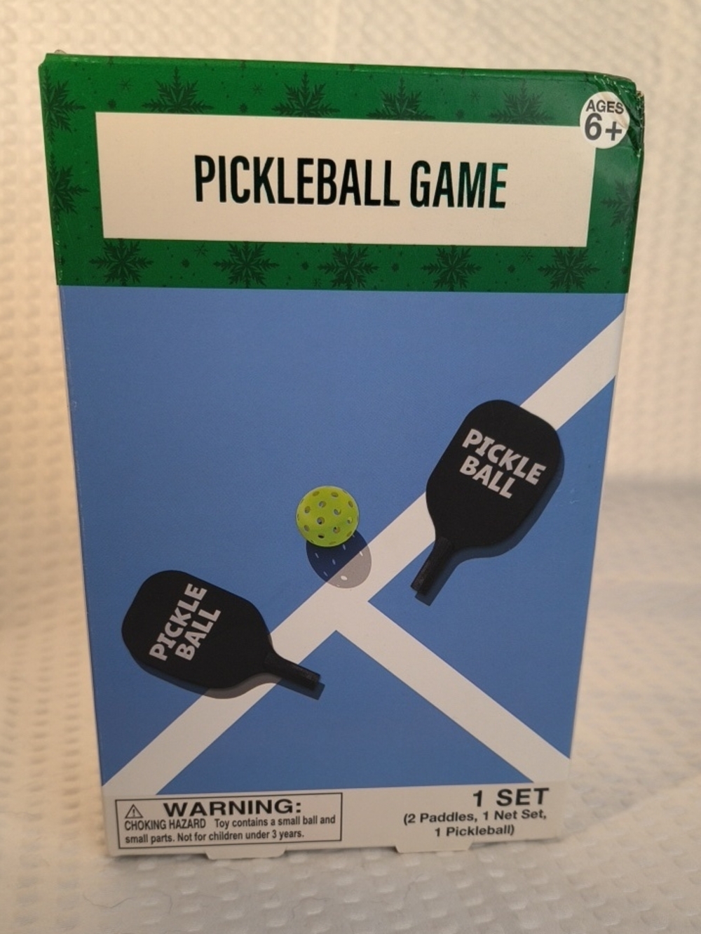 Pickleball Game Table Top Set - Black Paddles with Yellow Ball